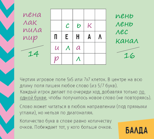 игры в дорогу: на бумаге и словесные, для детей, всей семьи, Игра "балда" в слова